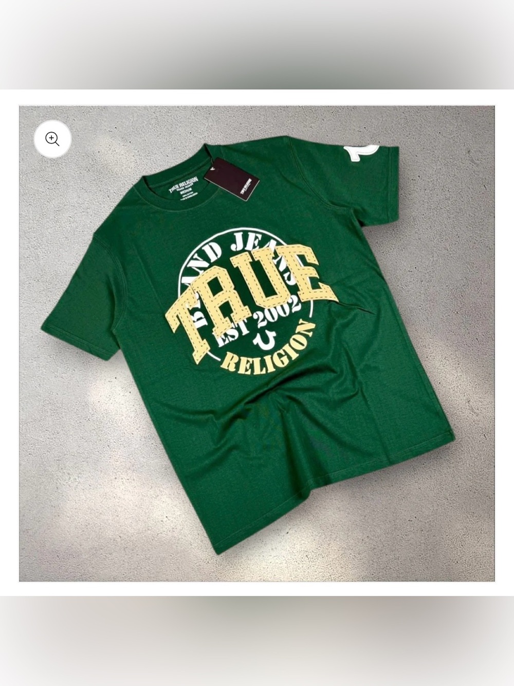 True Religion Green Tee with Nude Logo Graphic